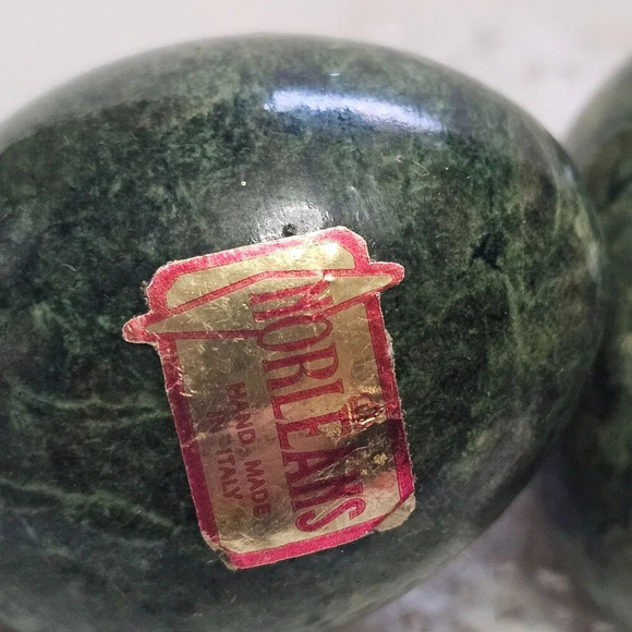 Pair of Vintage Norleans Green Marbled Eggs Hand Made in Italy EASTER 2.25" - Picture 5 of 10